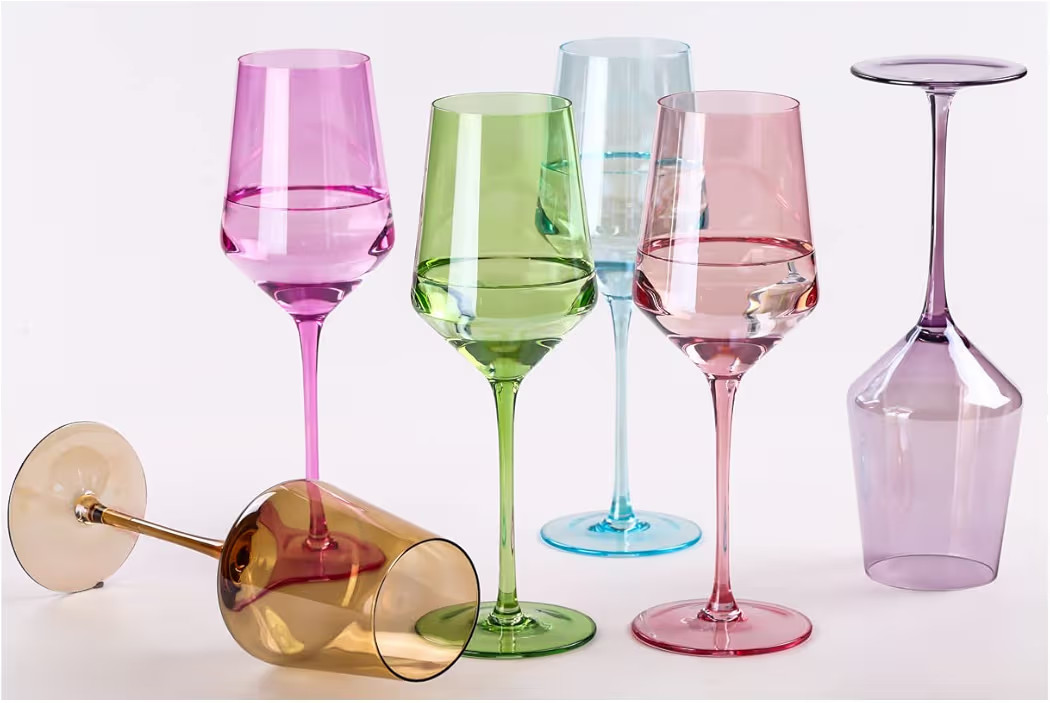 Physkoa Colored Wine Glasses Set - 15oz Hand-Blown Crystal Wine Glasses with Stem for Party Bar, ... | Amazon (US)