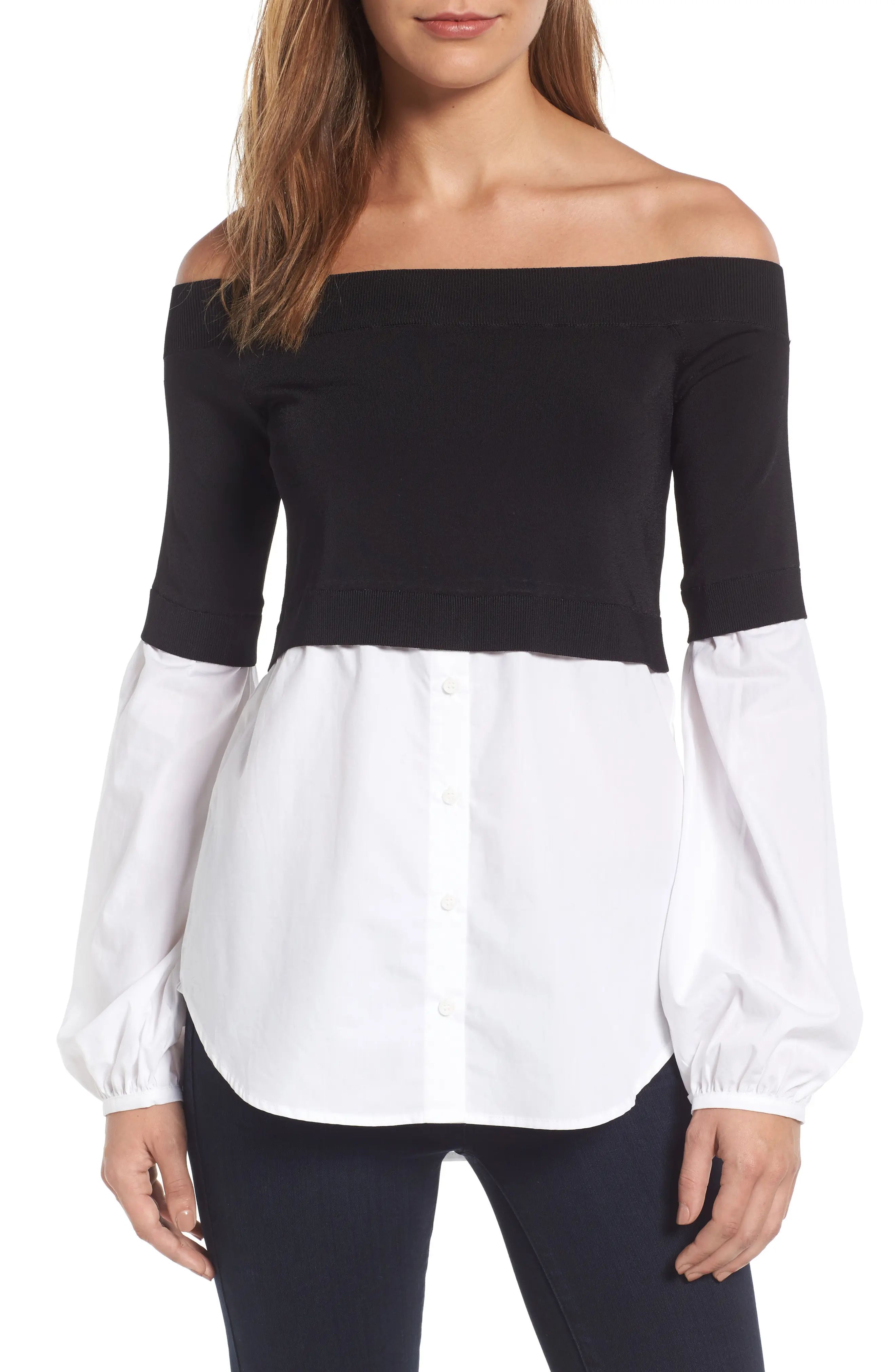 Off the Shoulder Poplin Sweater | Nordstrom