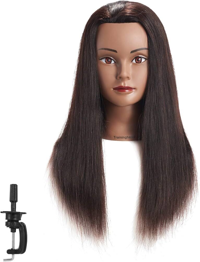 20-22" 100% Human Hair Mannequin Head Training Head Cosmetology Manikin Head Doll Head with Free ... | Amazon (US)