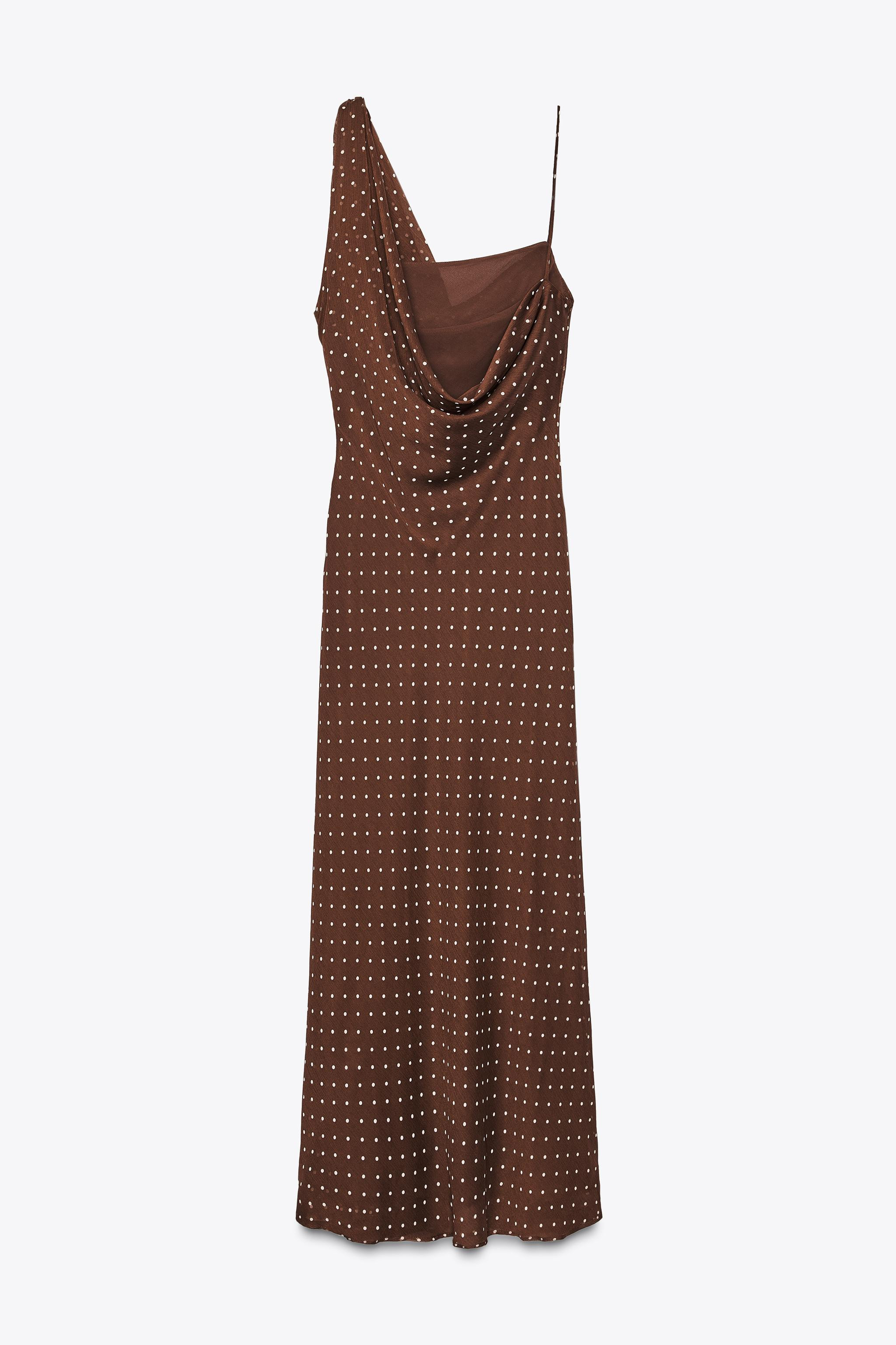 DRAPED NECK POLKA DOT DRESS | Zara UK