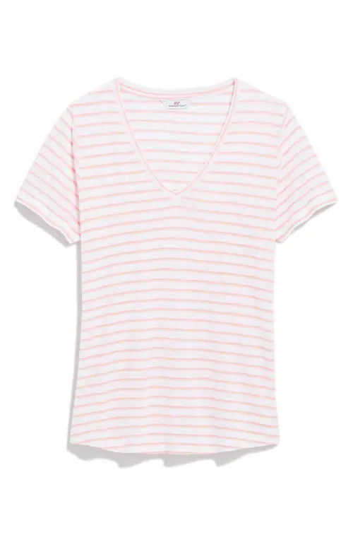 vineyard vines V-Neck Linen T-Shirt in Dv Stripe - Marsh/Pb at Nordstrom, Size X-Large | Nordstrom