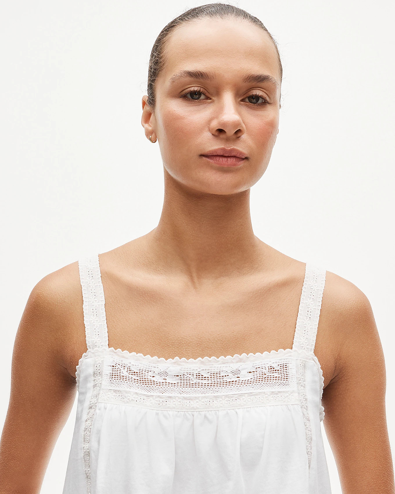 Lace-trim tank top in broken-in jersey | J. Crew US