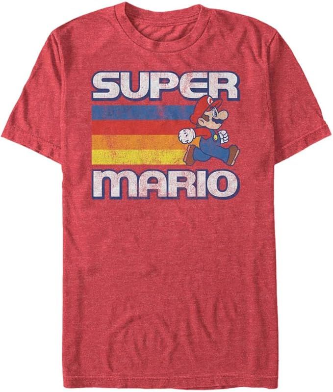 Nintendo Men's Super Mario Running Retro Stripe T-Shirt | Amazon (US)