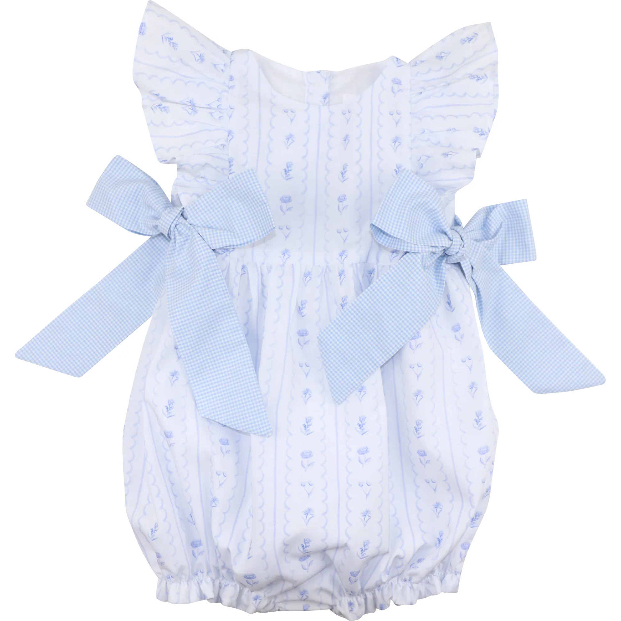 Blue Floral Print Bow Bubble | Cecil and Lou
