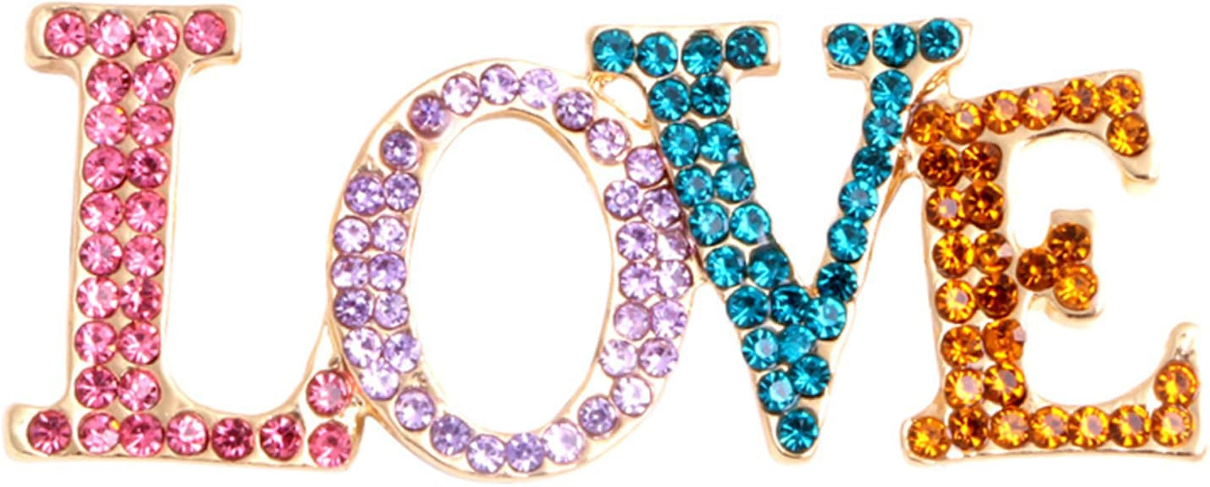 Crystal Love Brooches for Women Dainty Fashion Multicolor Love Rhinestone Brooch Pin Wedding Part... | Amazon (US)