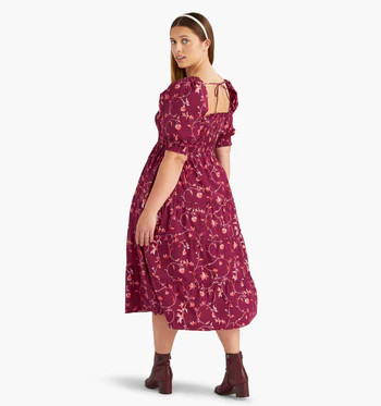 The Nesli Nap Dress - Burgundy Botanical Poplin | Hill House Home