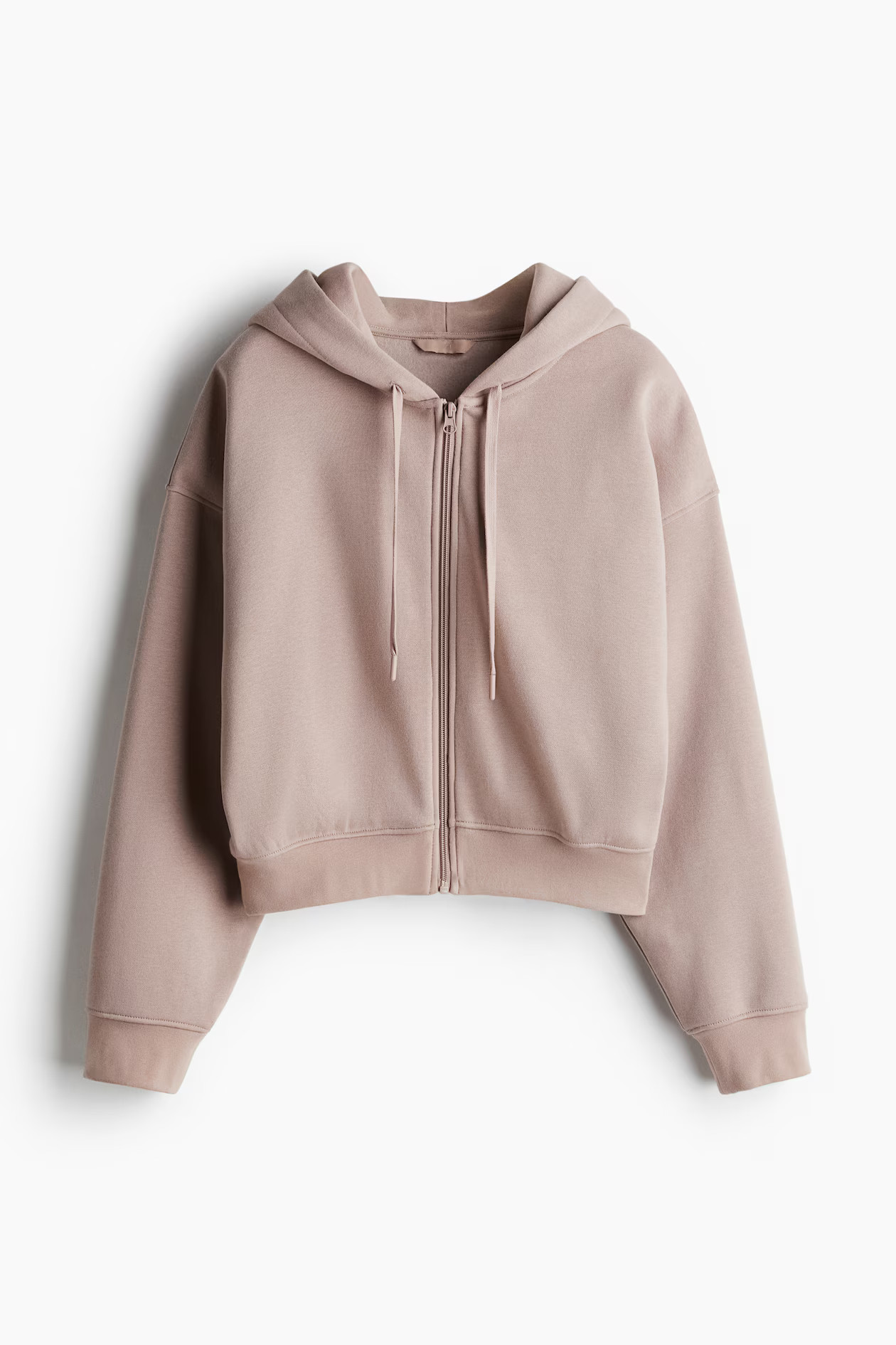 Short zip-through hoodie - Dusty pink - Ladies | H&M GB | H&M (UK, MY, IN, SG, PH, TW, HK)