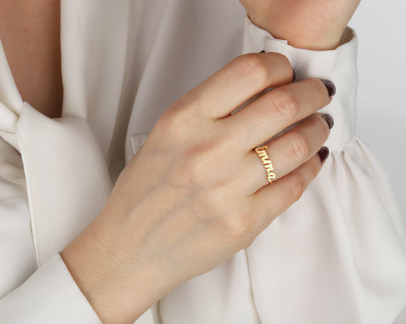 Custom Gold Name Ring Silver Personalized Name Ring Rose Gold Name Ring Bridesmaids Name Ring Mam... | Etsy (US)