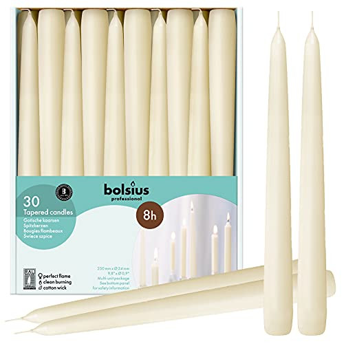 BOLSIUS 30 Count Household Ivory Taper Candles - 10 Inches - Premium European Quality - 8 Burn Ho... | Amazon (US)