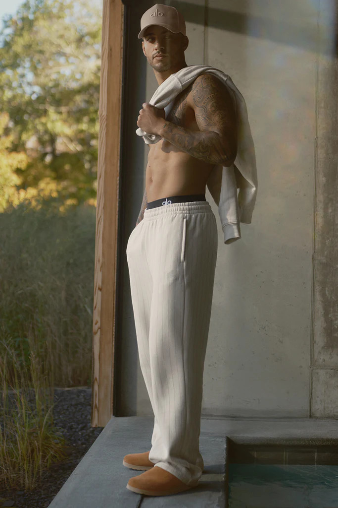 Pinstripe Straight Leg Sweatpant - Bone Pinstripe | Alo Yoga
