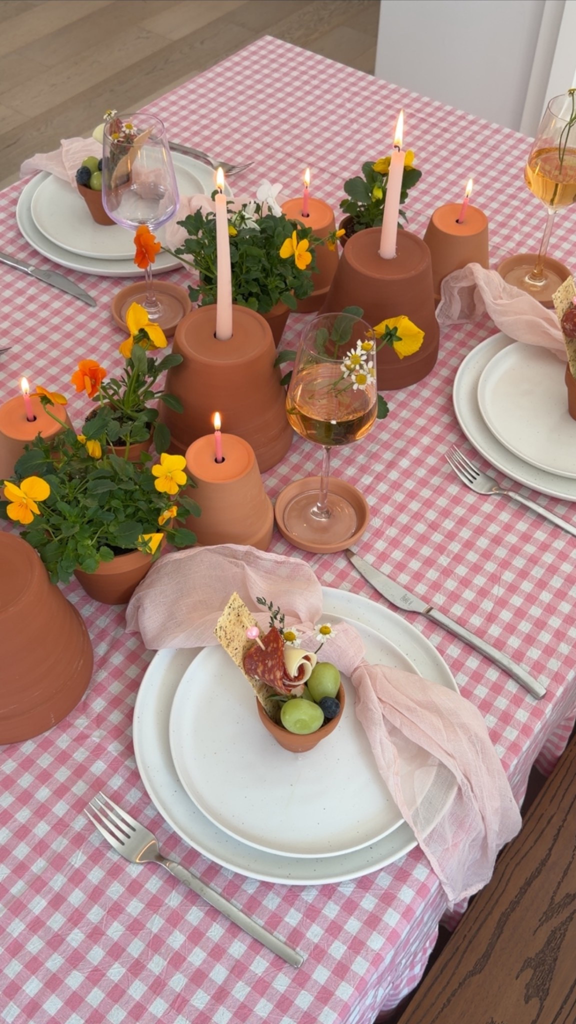 Garden party dinner party with flower pots for Mother’s Day tablescape for spring and summer 🌸🪴🥂

#LTKHome #LTKfoodie #LTKvlog