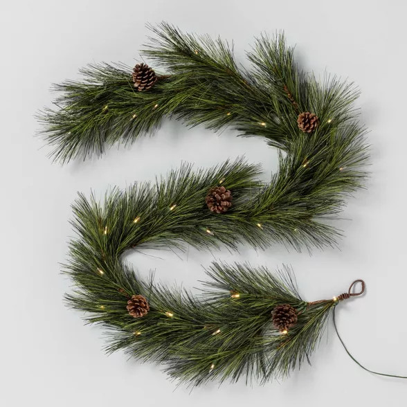 72" Pre-Lit LED Artificial Garland - Hearth & Hand™ with Magnolia | Target