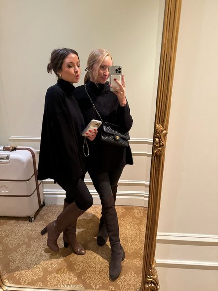Comfy shopping outfits in New York! Wearing fleece lined faux leather leggings (medium) with a comfy tunic seater (s) and waterproof OTK boots (tts, if between size down) 

#LTKtravel
