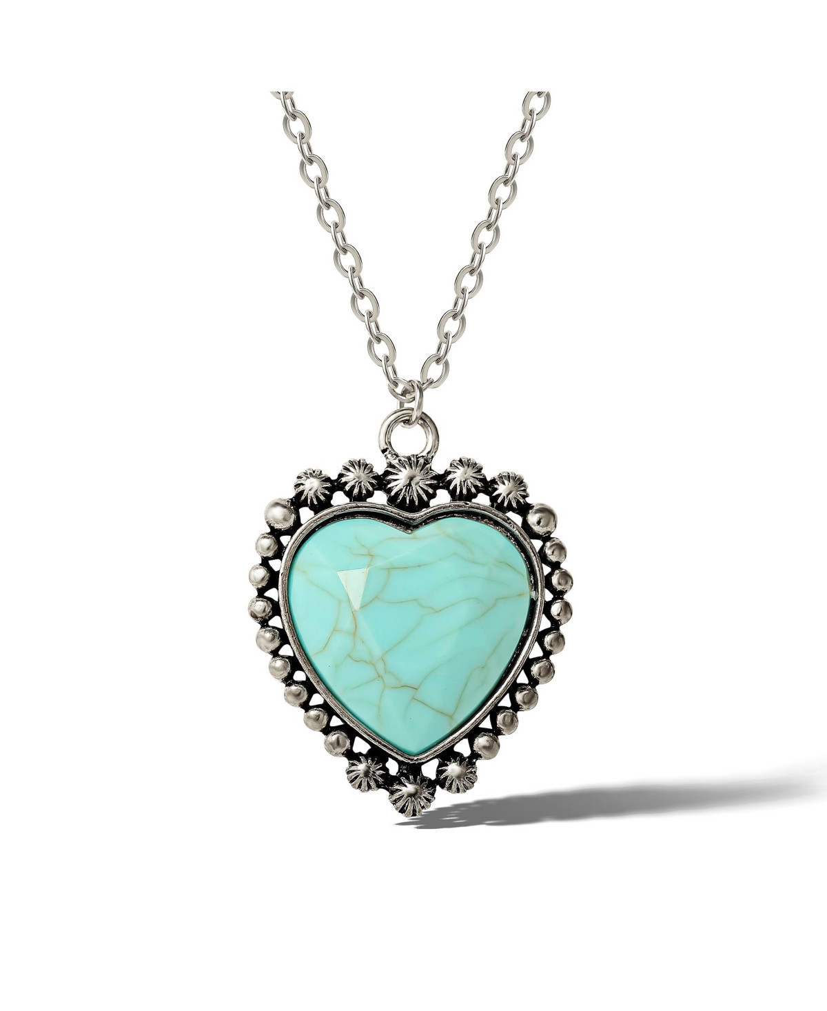 Jessica Simpson Blue Heart Necklace - Silver tone, blue | Macy's