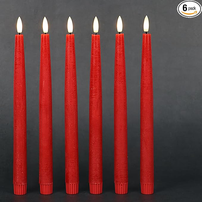 Rhytsing 11.4" Flameless Taper Candles with Timer Function, Battery Operated Dinner Table Tall Ca... | Amazon (US)