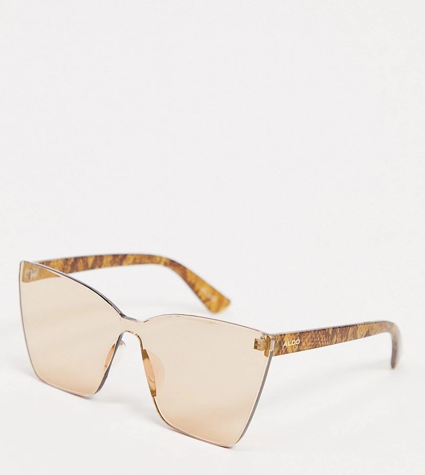 ALDO Batti rimless oversized cat eye sunglasses in brown | ASOS (Global)
