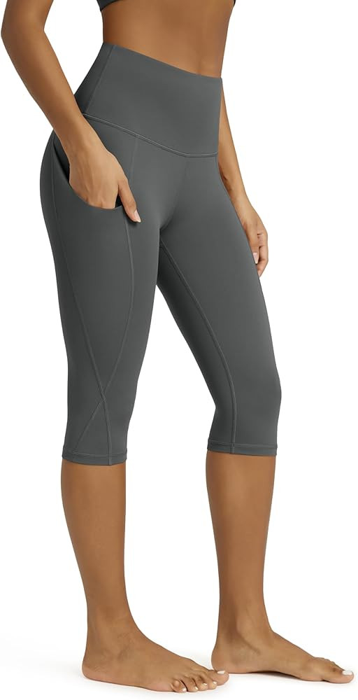 ODODOS Women's High Waisted Yoga Capris with Pockets, Tummy Control Non See Through Workout Athle... | Amazon (US)