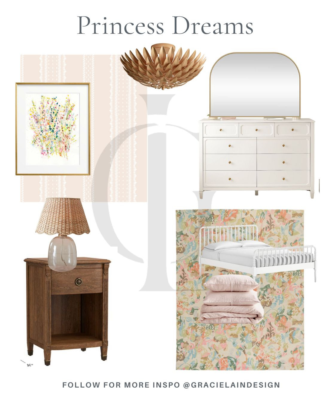 "Pretty in pink with a touch of grown-up glam 💕👑 This tween bedroom is fit for a modern princess—soft blush tones, gold accents, and dreamy textures create a space that feels both sweet and stylish. Shop the look for a room that grows with her! Let Gracie Lain Design bring a touch of sophistication and glam to spaces in your home. #ltkhome #tweenbedroom #pinkdecor #modernprincess #girlyaesthetic" 

 #LTKSummerEdit #LTKHome #LTKStyleTip