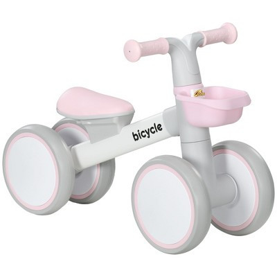 Qaba Balance Bike for Toddlers 1-3 Years, Baby Balance Bike with Adjustable Seat, Silent Wheels, No Pedal Bike, Pink | Target