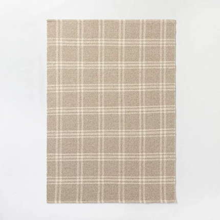 Cottonwood Hand Woven Plaid Wool/Cotton Area Rug