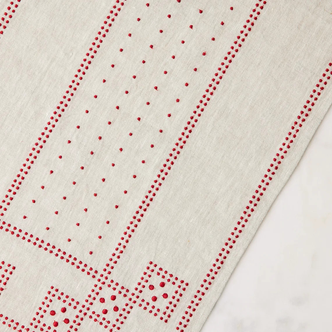 Food52 Modern Farmhouse Hand Embroidered Linen Table Runner | Food52