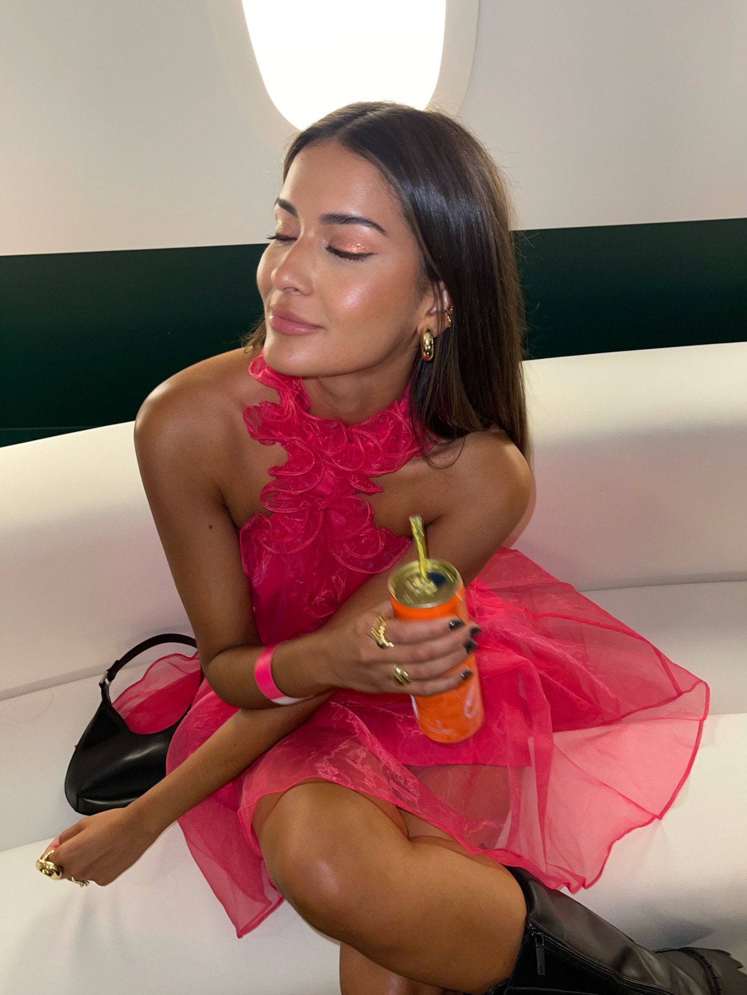 Pink peach glitter eye shadow 