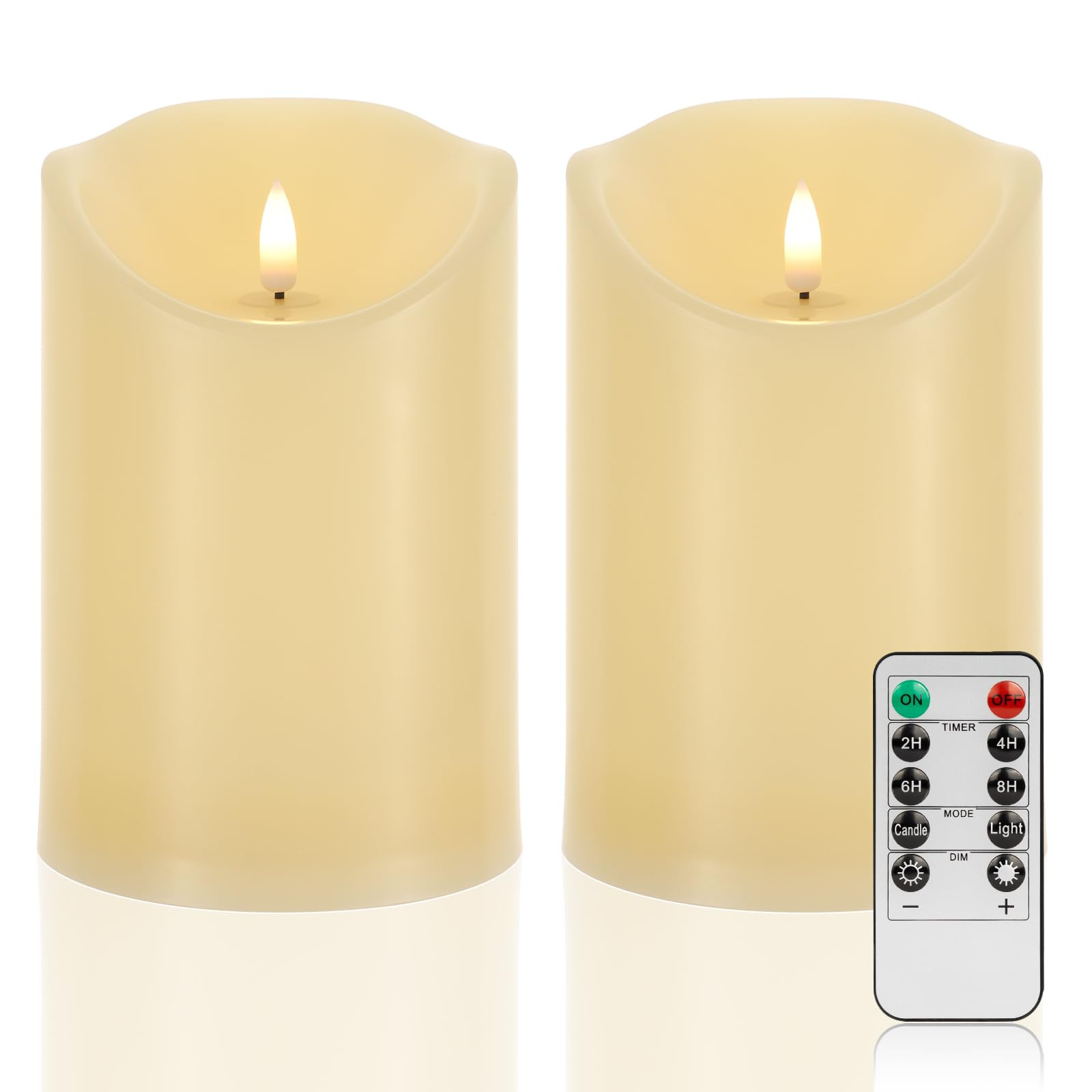 4" x 6" Large Outdoor Flameless Candles with Remote, Battery Operated Flickering LED Pillar Candl... | Amazon (US)