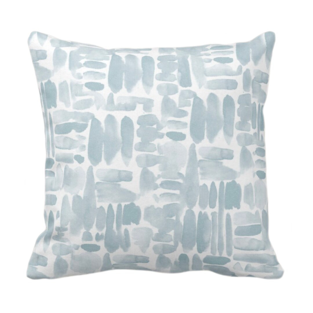 OUTDOOR Brush Strokes Throw Pillow or Cover, Mist Blue/Green 16, 18, 20, 26" Sq Pillows/Covers Wa... | Etsy (US)