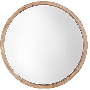 Mirrorize Decorative Modern Wood Frame Round Mirror, 22" Diameter, Natural Brown | Amazon (US)