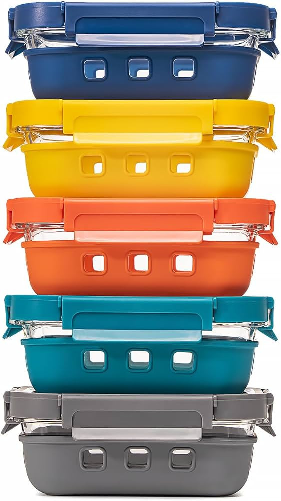 GENICOOK Glass Food Storage Containers With Glass Lids Bento Box Set Lunch Box Eco Friendly Meal ... | Amazon (US)