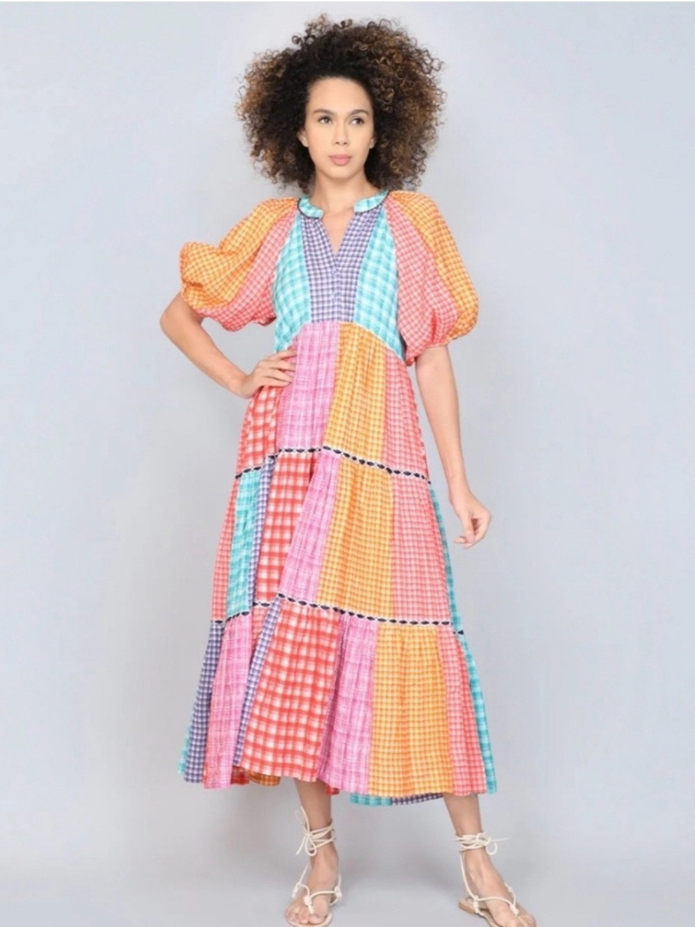 Conditions Apply Anthropologie Kim Patchwork Gingham Dress | Poshmark