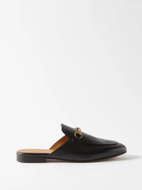 Gucci - Princetown Leather Backless Loafers - Womens - Black | Matches (US)
