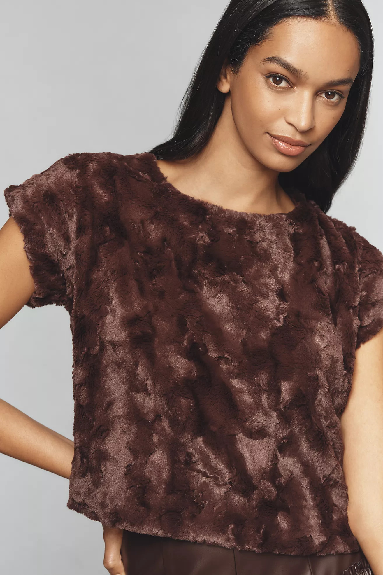 Maeve Faux-Fur Tee | Anthropologie (US)