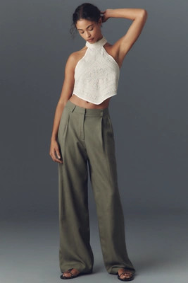 Lioness Petite La Quinta Linen Blend Pleated Pants | Anthropologie (US)