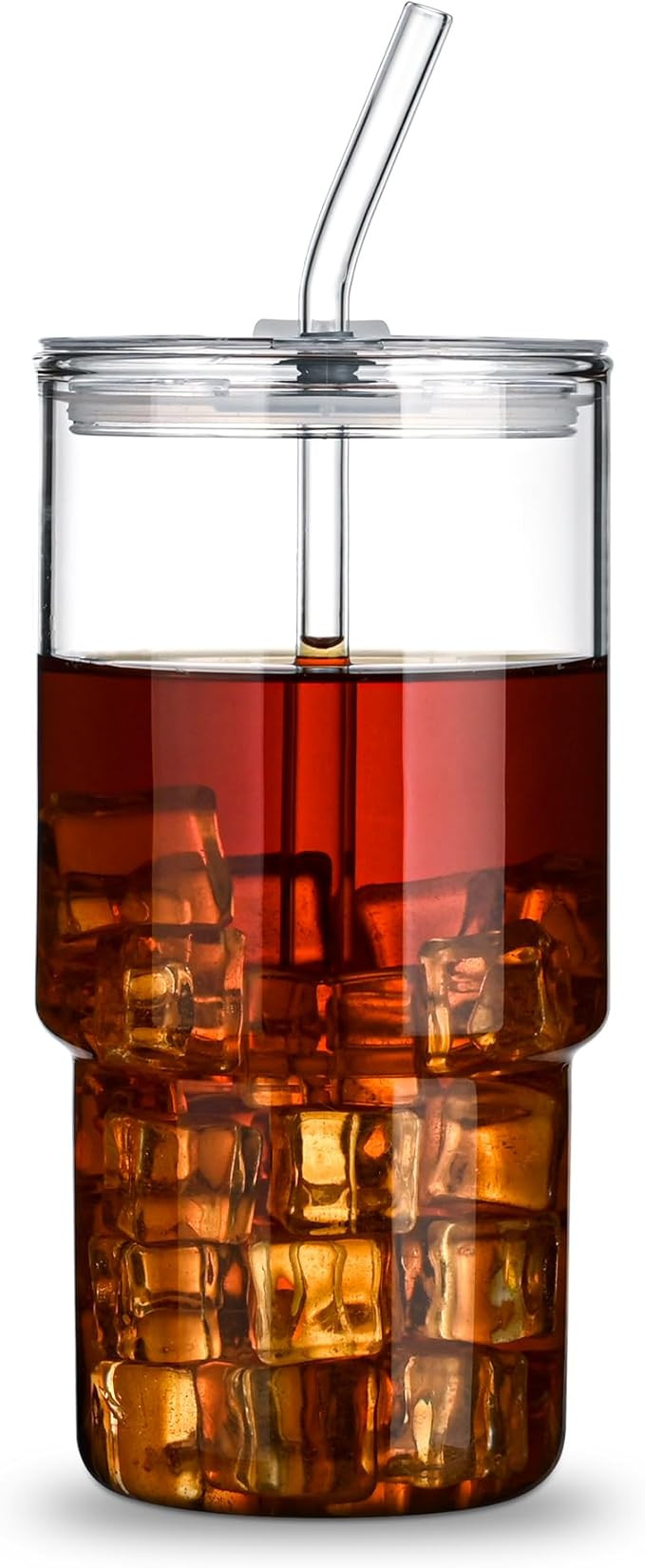 25 OZ Iced Coffee Cup With Glass Lids and Straws,High Borosilicate Glass Tumbler Cup Reusable Wid... | Amazon (US)