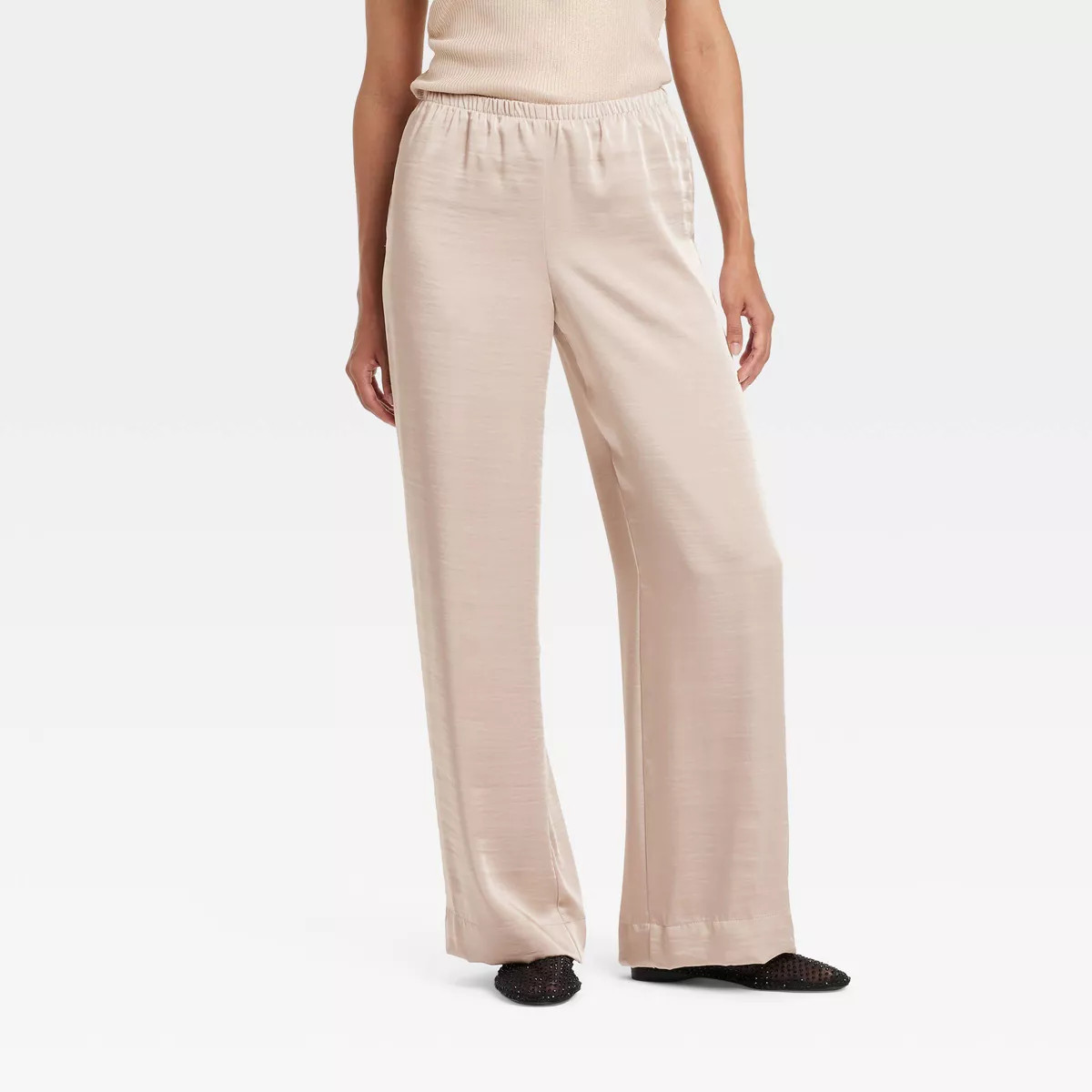 Women's Mid-Rise Straight Leg Satin Pull-On Pants - A New Day™ | Target