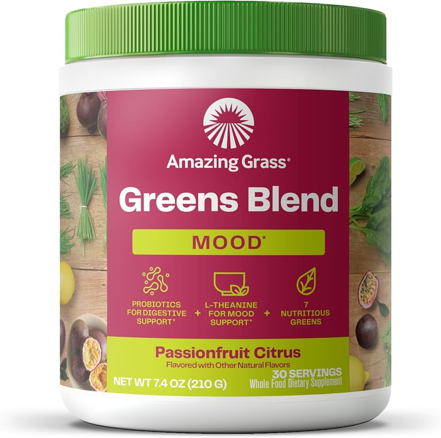 Amazing Grass Greens Blend Mood: Super Greens Powder Smoothie Mix for Mood, Relaxation & Stress S... | Amazon (US)