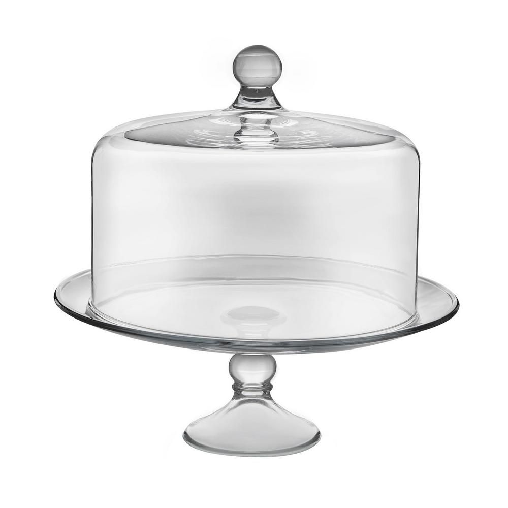 Libbey Selene 2-piece Clear Glass Cake Stand with Dome | The Home Depot