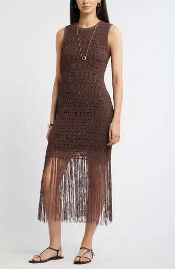 Sleeveless Fringe Knit Dress | Nordstrom