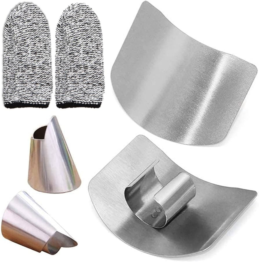 ZOCONE 6 PCS Stainless Steel Finger Guard Finger Tips Protector Cut Resistant Finger Cots Set, Ki... | Amazon (US)