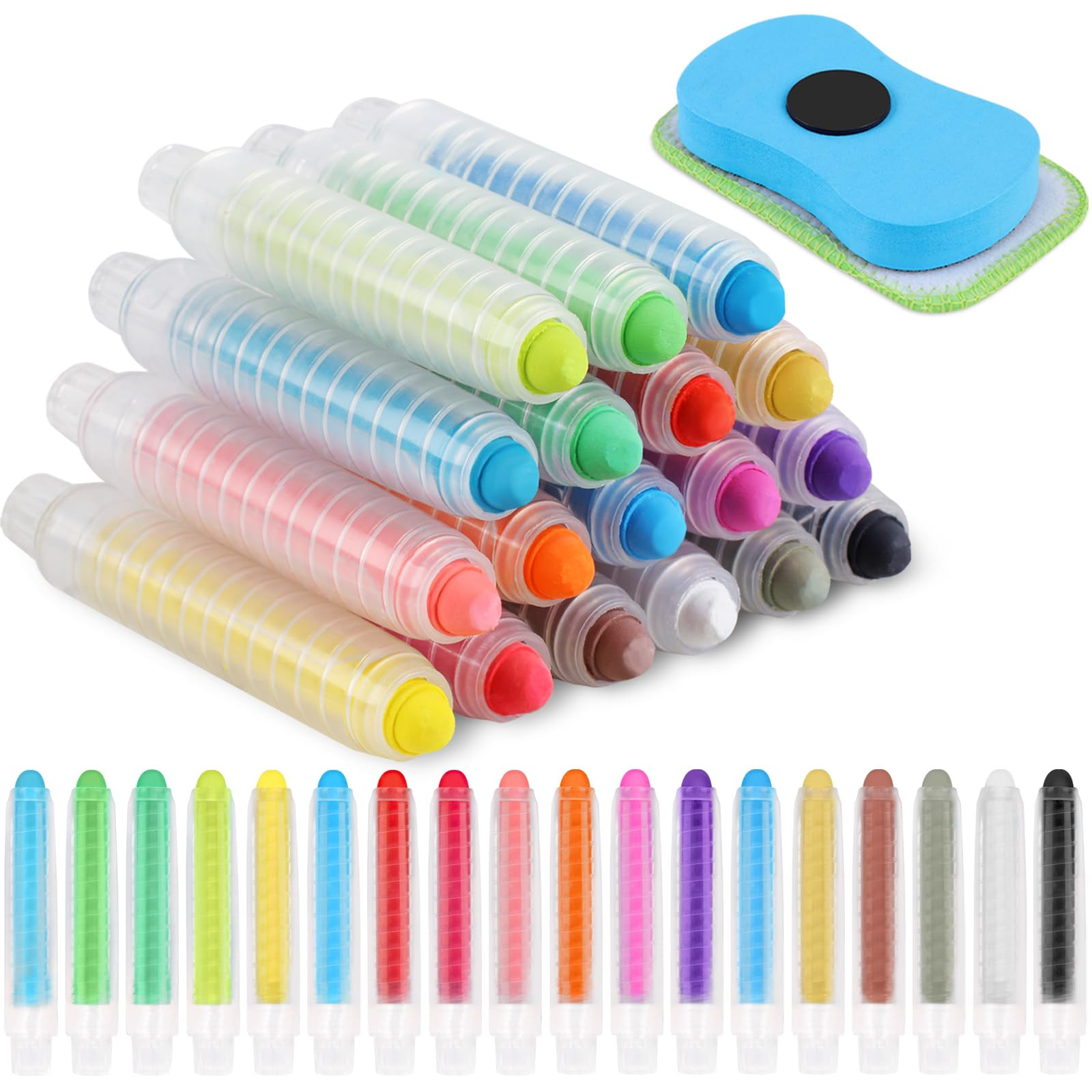 Utron 18 PCS Dustless Chalk for Kids with Pen Sleeve, Chalk for Chalkboard Chalk and Eraser Set, ... | Amazon (US)