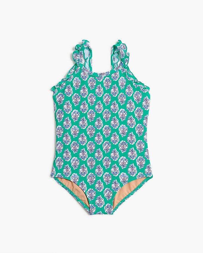 Girls' printed ruffle-strap one-piece swimsuit | J.Crew Factory