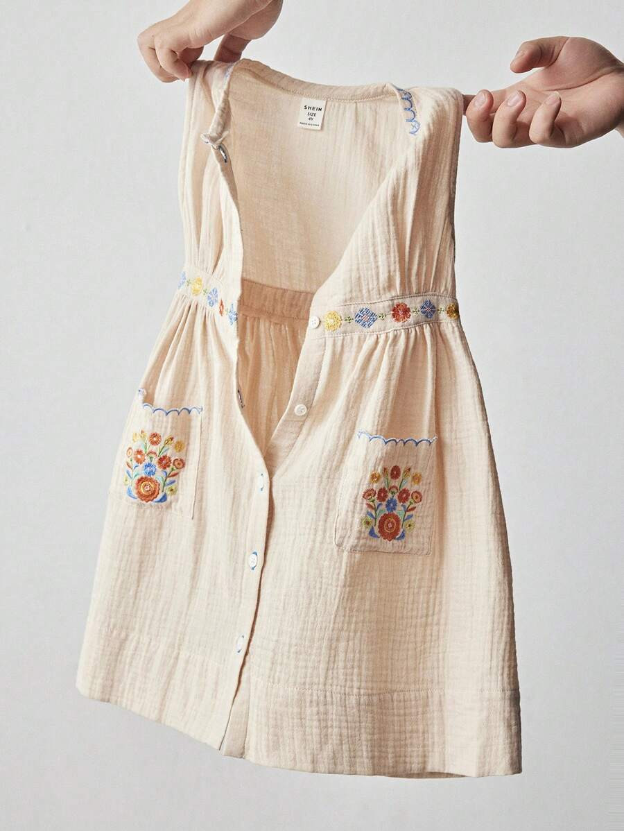 Maija Young Girl Loose Casual Round Neck Floral Pattern Dress | SHEIN