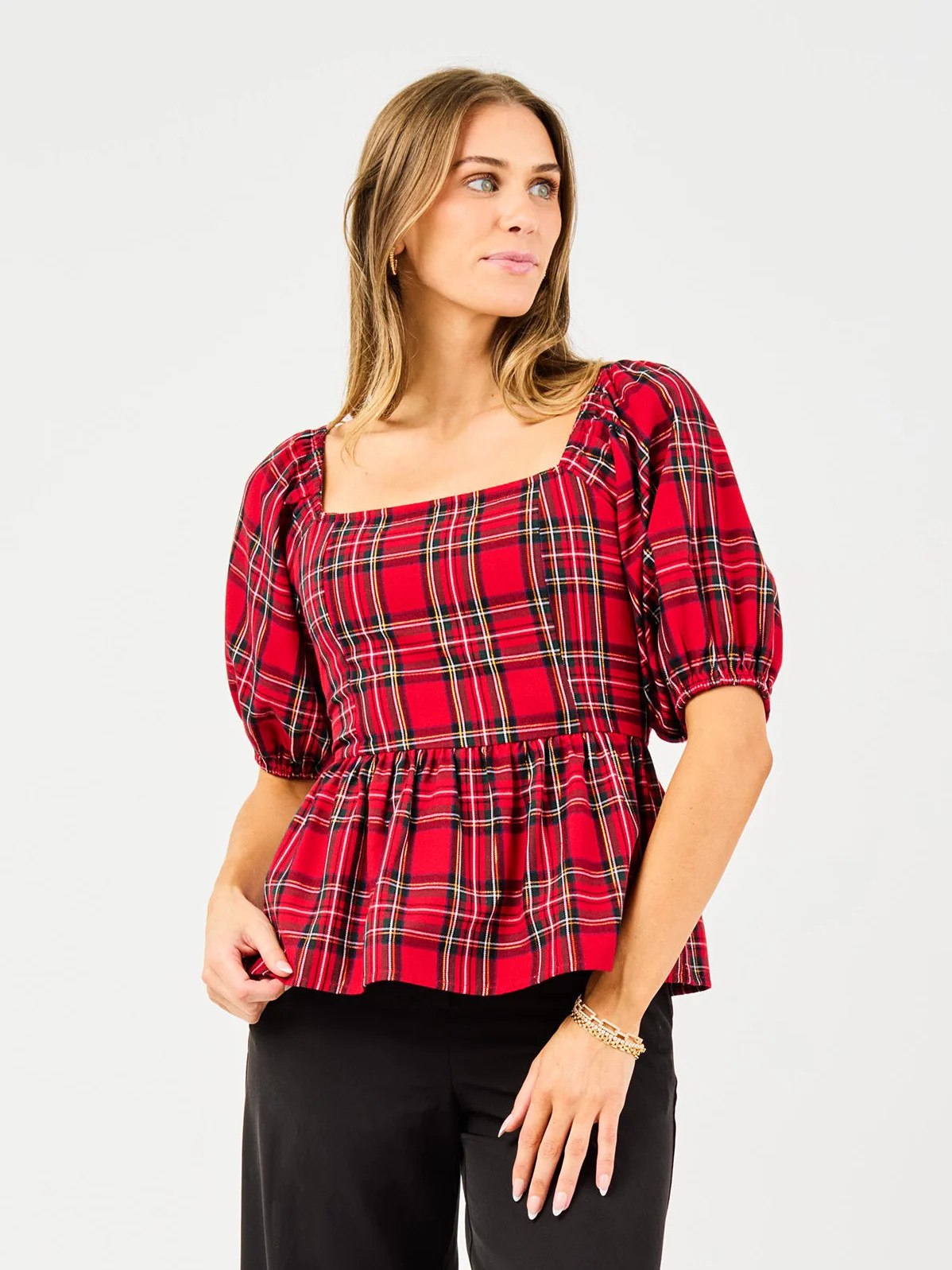 Isabel Top | Red Plaid | Mary Square