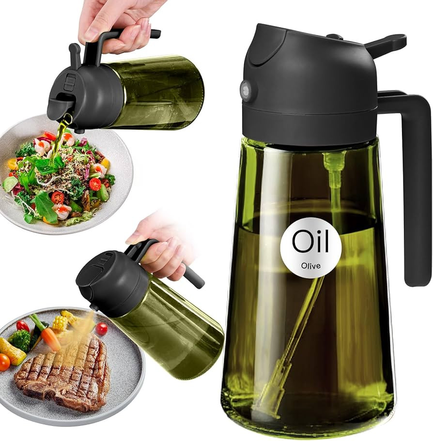 YARRAMATE 16oz/470ml Light-Blocking Dark Oil Sprayer for Cooking, 2 in 1 Olive Oil Dispenser Bott... | Amazon (US)