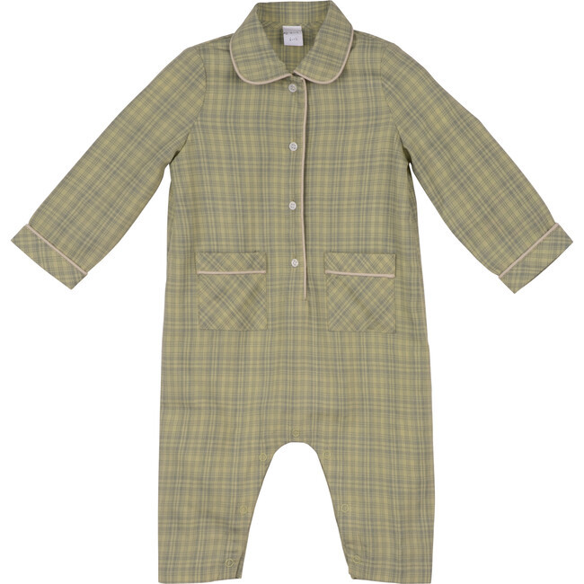 Baby Gene Romper, Sage Plaid | Maisonette