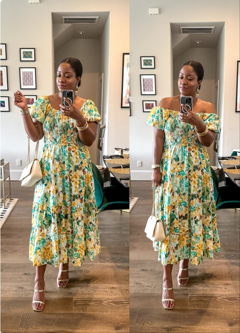 This dress is so pretty and perfect for spring. I love how it can be worn on or off the shoulder. It's TTS. Wearing a L

#LTKSeasonal #LTKootd #LTKMidsize