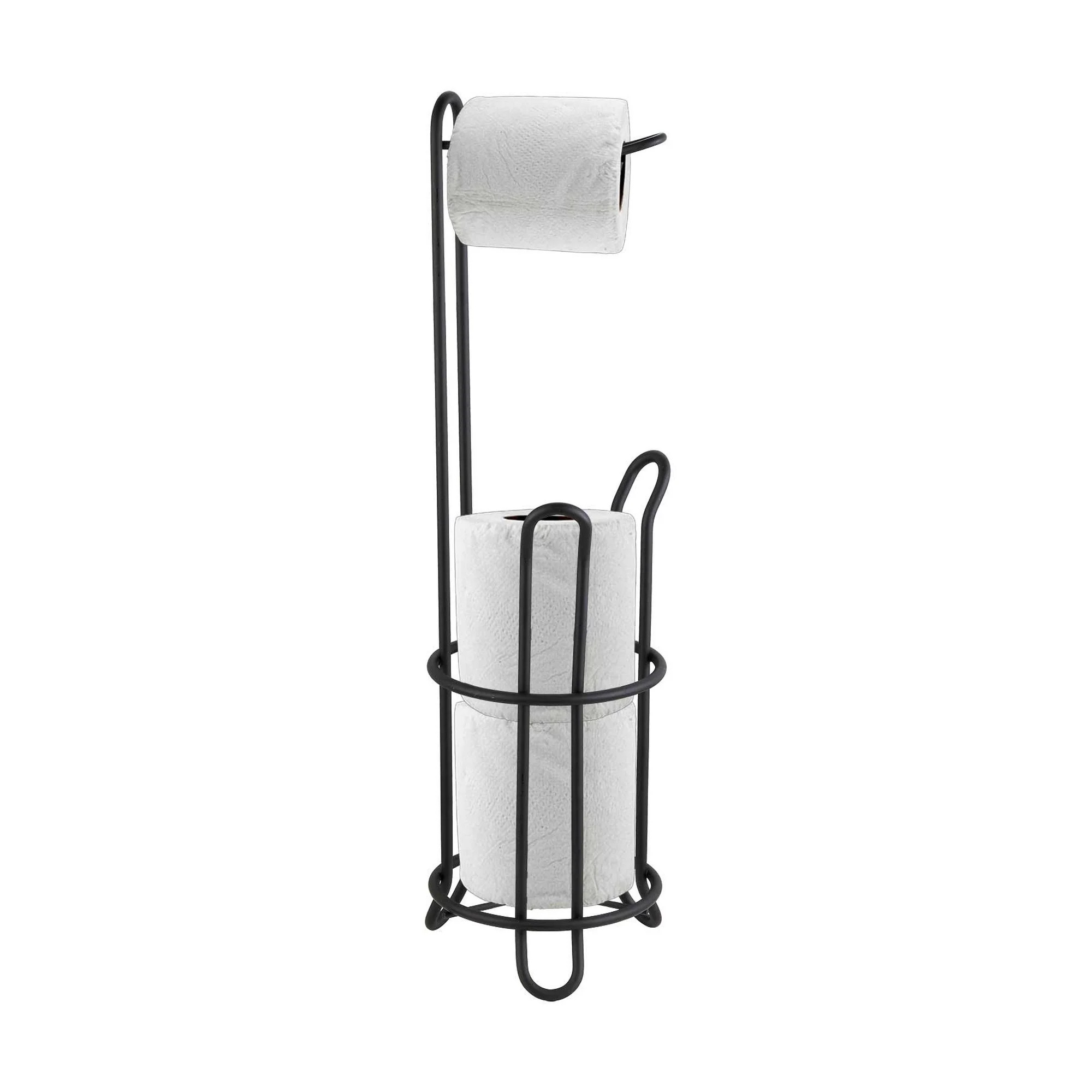 Home Basics Black Metal Heavy Duty Toilet Paper Holder with Dispensing Top | Walmart (US)