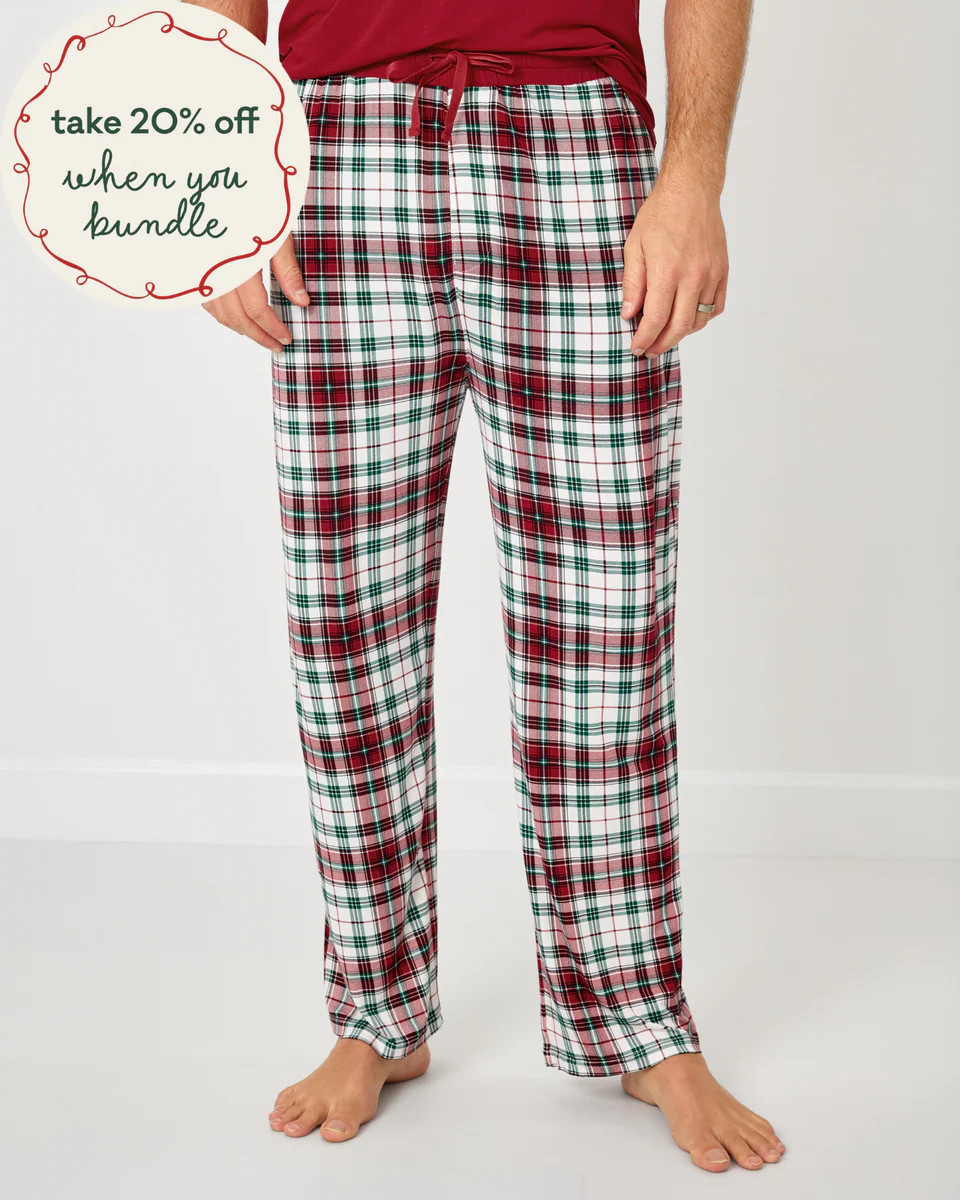 Holly Plaid Men's Pajama Pants | Little Sleepies