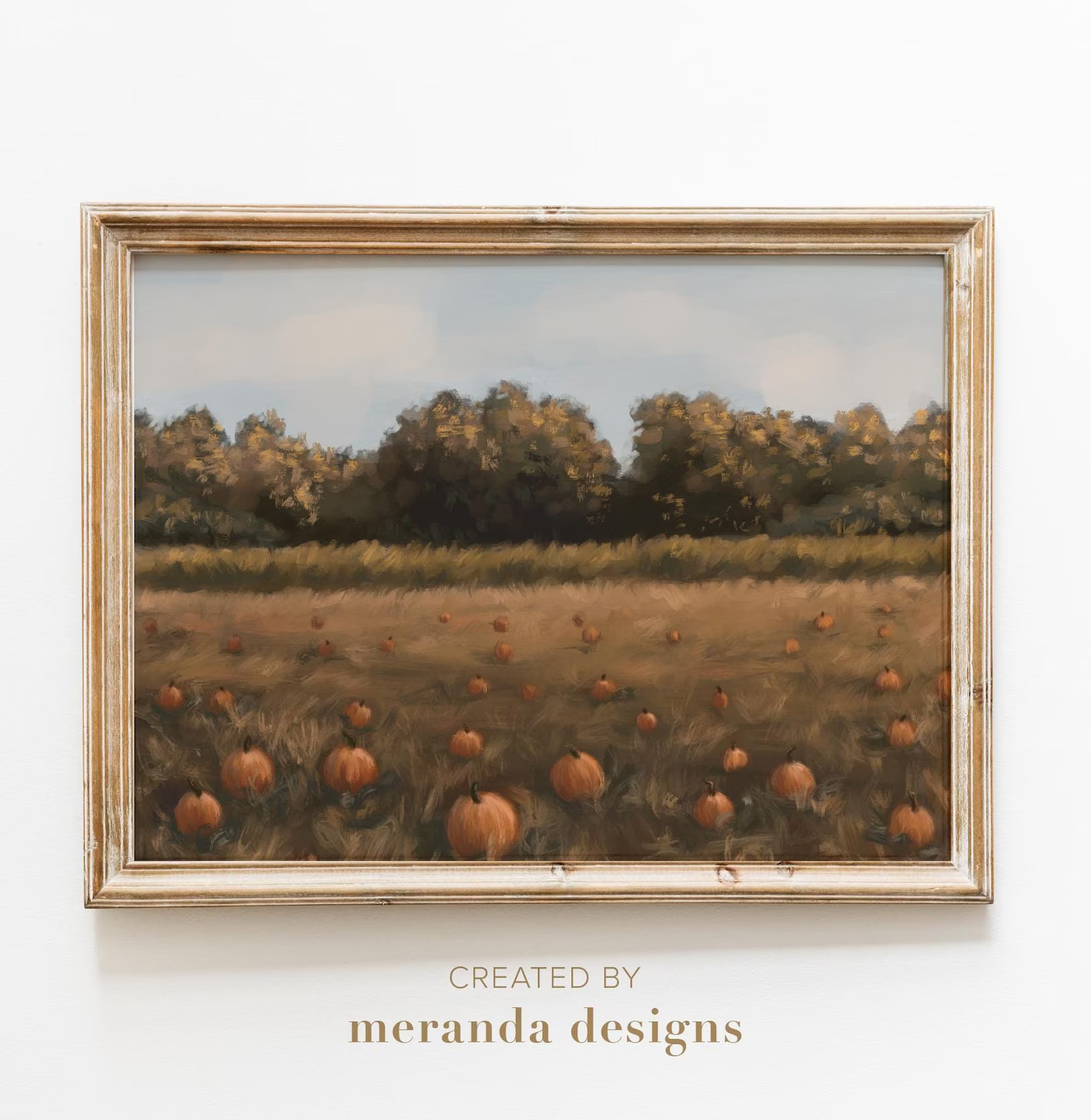 Pumpkin Field Vintage Style Painting Wall Art | Fall Decor | PRINTABLE | Digital Download | Fall ... | Etsy (US)